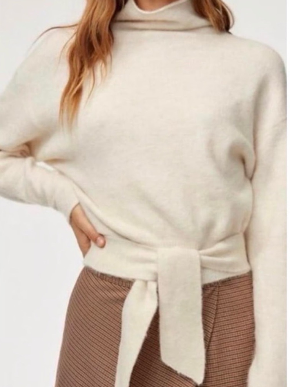 Wilfred Lorin Wool Mockneck Sweater in Cream Size XS Poetcore Quiet Luxury